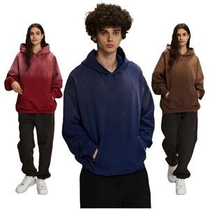 Unisex 100% algodón Terry Toweling sudaderas con capucha de gran tamaño 460gsm alta calidad fuera del hombro Vintage lavado desgastado con capucha otoño - Product Image 1