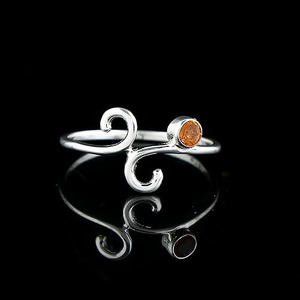 Anillo de citrino natural hecho a mano 925 plata esterlina sólida Color amarillo forma redonda 925 Plata estampada anillo de joyería de plata hecho a mano - Product Image 4