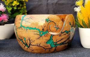 Cuenco de hilo grande de madera epoxi Lichtenberg para tejer ganchillo 7x4 Cuenco de almacenamiento con gratis - Product Image 3