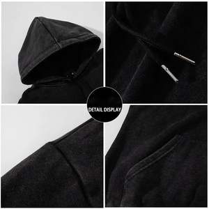 Custom Heavyweight Oversized Black Stone Wash Sudadera con capucha de alta calidad 100% algodón Acid Wash Vintage Hombres Sudadera con capucha - Product Image 4