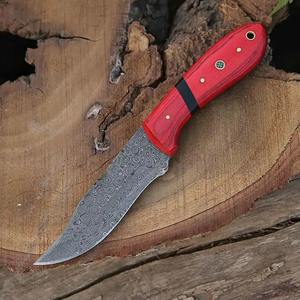 Couteau de chasse en plein air de camping à lame fixe en acier damas fait à la main manche en palissandre couverture en cuir Support OEM nouveau Design - Product Image 3