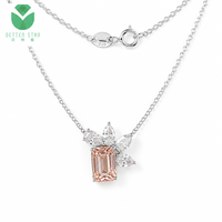 Collar con Colgante de Diamante Rosa Cultivado en Laboratorio con Corte Esmeralda Personalizado, Certificado por IGI, Collar de Lujo de Oro de 18K para Mujer