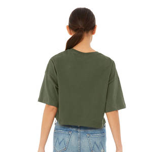 Bella + ผ้าแคนวาสสำหรับผู้หญิงเสื้อยืดครอปโอเวอร์ไซซ์6482โอเวอร์ไซซ์เสื้อครอปผ้าฝ้ายแบบพรีเมี่ยมแขนสั้นเสื้อ - Product Image 3