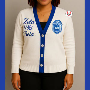 Zeta Phi Beta Soror Embroidered Women Acrylic Cardigan | ZPB Sorority Embroidery Ladies Custom Made Acrylic Woollen <b>Sweater</b> - Product Image 2