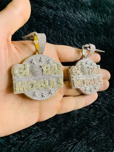 Colgante para Hombre Chapado en Plata, Estilo Hip Hop, para Compromiso, Boda o Fiesta, Personalizable, con Micro Pavé de Circonita Cúbica (CZ) y Acabado Iced Out Bling - Product Image 6