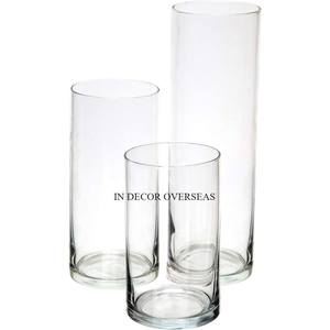 Ensemble de 3 bougeoirs en verre transparent de qualité supérieure pour mariage et événements Accessoires de centre de table à manger d'Inde - Product Image 1