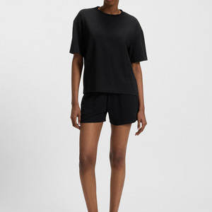 Conjunto de 2 Piezas de Ropa Casual y de Moda Urbana para Mujer, Camisetas y Pantalones Cortos de Algodón Puro, Color Sólido - Product Image 1