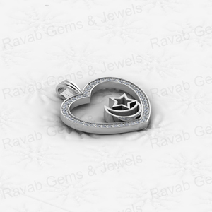 <b>Top</b> Selling 925 Sterling Silver <b>Heart</b> Charm With Star Moon Bezel Blank CZ Pendant Base Keepsake Breastmilk Jewelry Wholesaler - Product Image 5