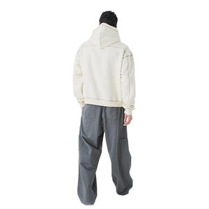 Sudadera con capucha de algodón ecológica de ajuste de gran tamaño teñida Lisa bordada para hombres chaqueta de moda estilo sudadera de lana cálida duradera - Product Image 3