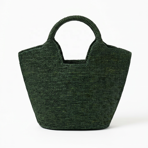 Lady Green Woven <b>Raffia</b> Handmade Tote <b>Bag</b> Lightweight & Large Capacity for Travel Shopping & Daily Use-ANA Madagascar - Product Image 1