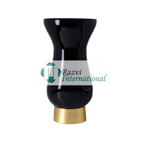 Vase à fleurs courbées noires avec base en métal doré Vase à fleurs en aluminium Décoration d'événement de mariage Vases de table à bas prix - Product Image 4