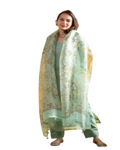 <b>Floral</b> Printed Kurta with <b>Trousers</b> & With Dupatta handmade Bulk product Customized <b>Women</b> Clothing - Product Image 1