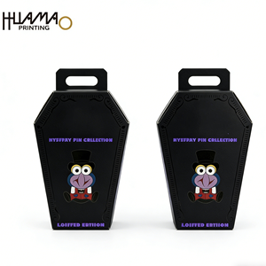 Custom Printed Halloween <b>box</b> Mystery Pin Collection <b>Box</b> with UV Limited Edition Enamel Lapel Pin Packaging Gift <b>Box</b> with Hanger - Product Image 1