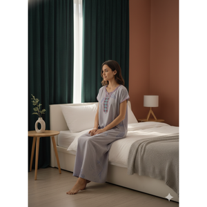 Camisón Largo de Spandex Tejido para Mujer con Bolsillo Lateral y Tela Transpirable - Cómodo para Uso Diario - Product Image 1