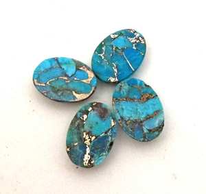 100% piedras preciosas pulidas lisas de forma ovalada turquesa de cobre azul suelto de Grado Superior Natural para uso de joyería a precio a granel OEM - Product Image 1