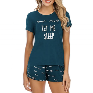 Conjunto de pijama de ropa de dormir con gráfico de letras impresas personalizadas para mujer, ropa de baño de 2 piezas para verano, otoño y primavera - Product Image 2