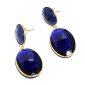 Boucles d'oreilles Hydro Blue topaze & Lapis Lazuli en argent Sterling 925 de forme ovale, nouvel arrivage - Product Image 1