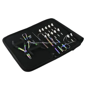 All in one Multi colour Hair Extension Tools Kit includes 12pcs Silver Hair Sectioning Clips Parting Finger & C Type Needles