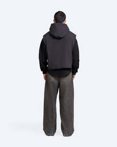 Chaleco Acolchado con Capucha para Hombre, Combinación de Sudadera sin Mangas con Diseño de Bolsillo Frontal Acolchado, Mangas Largas, Ropa Casual de Calle Cálida - Product Image 4