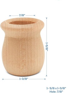 Bougeoirs en pot de haricots 1-5/8 pouces, 29/32 trous, paquet de 12 bougeoirs en bois non finis, tournages pour l'artisanat - Product Image 2