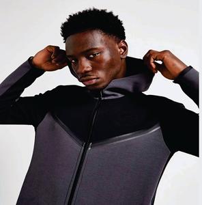 OEM Diseño 65% Algodón 35% Poliéster Negro Hombres Tech Fleece Chándal Cremallera completa Sudadera con capucha Joggers Pantalones de chándal Chándal - Product Image 5