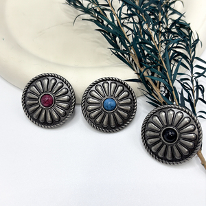 <span class=keywords><strong>Bottoni</strong></span> in lega turchese pressofusa con segno floreale in metallo per Conchos in stile Denim - Product Image 2