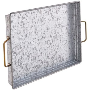 Amazing Design Metal Rustic Galvanized Serving <b>Tray</b> with Metal Handles Perfect to Serve Food and <b>Drinks</b> for Parties - Product Image 2