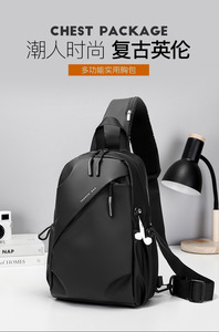 Bolso de hombro para hombre, mochila tipo bandolera, impermeable, informal, para viaje, con puerto USB, para tableta, uso diario - Product Image 2