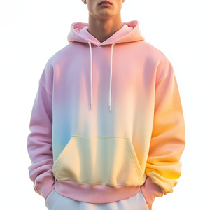 New Fashion <b>Men</b> Comfortable 100% Cotton Colorful Gradient <b>Hoodie</b> Sweatshirt Oversized Casual <b>Running</b> Hoodies Pullovers for <b>Men</b> - Product Image 1