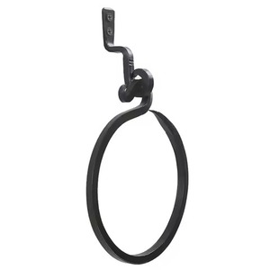 <b>Hand</b> Forged Black <b>Bathroom</b> <b>Towel</b> Ring, Wrought Iron Handmade <b>Towel</b> Holder <b>for</b> <b>Bathroom</b> and Kitchen - Product Image 1