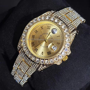 นาฬิกาหรูหราสไตล์ฮิปฮอป  ตัวเรือนสแตนเลสสตีล  ประดับเพชรโมอิสซาไนต์  ฝังเพชรคิวบิกเซอร์โคเนีย  กระจกเงา  สไตล์สตรีท - Product Image 3