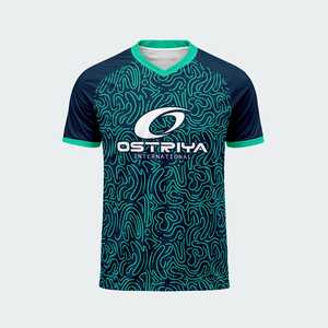 เสื้อฟุตบอลคอวีแบบยูนิเซ็กซ์ Ostriya International พิมพ์ลายแบบ Sublimation ระบายเหงื่อได้ดี แขนสั้น ผลิตจากโพลีเอสเตอร์ สำหรับทีมกีฬา สามารถสั่งทำได้ - Product Image 4