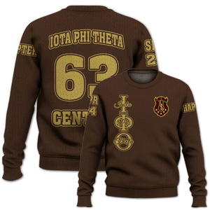 Iota Phi Theta 1963 Fraternity Breathable Chenille Knit Sweater with Embroidery Greek Letter Pullover Acrylic Winter Apparel - Product Image 6