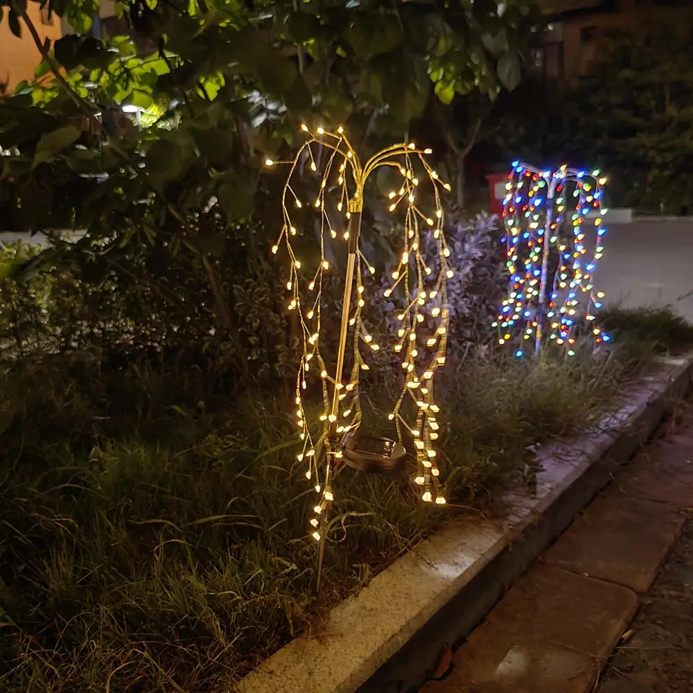 풍경 크리스마스 장식을위한 LED 방수 야외 구리 와이어 불꽃 스타 버스트 태양 정원 조명