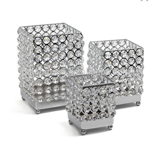 Porte-bougie en cristal plaqué argent, 2 pièces - Product Image 5