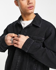 Vêtements de rue en gros pour hommes, veste en jean vintage noire Snitch, vêtements d'hiver pour hommes, vestes en jean de camionneur - Product Image 5