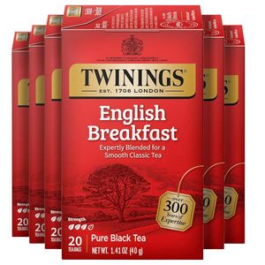 Twinings English Breakfast <b>Black</b> Tea Individually <b>Wrapped</b> Bags, 20 Count (Pack of 6), 120 Teabags - Product Image 5