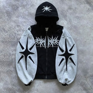 Sweat à capuche surdimensionné pour homme en molleton de coton premium avec impression de dessin animé brodée personnalisée pour les manches, hiver - Product Image 1