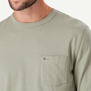 T-shirt à manches longues à col rond en coton avec logo personnalisé, t-shirt à manches longues à col rond pour homme avec logo personnalisé - Product Image 3
