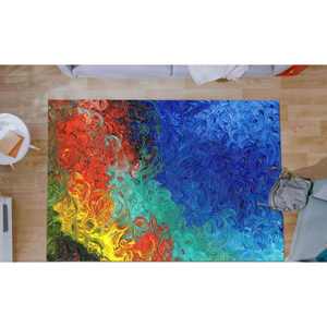 Alfombra con Diseño Abstracto Colorido: Alfombra Decorativa de Arte Moderno, Alfombra Impresa, Alfombra Delgada No Tejida - Product Image 1