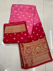 Designer moderne Beaux vêtements ethniques attrayants Belle couleur Pure Bandhej Silk Saree Blouse avec tissage à vendre - Product Image 4