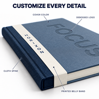 Carnet A5 personnalisé LABON à couverture rigide en tissu bicolore, logo gaufré, pages vierges, avec bande de maintien, journal OEM, fabrication en usine