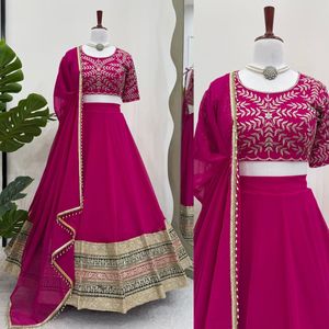 Tissu Faux Georgette avec Fil de Broderie et Paillettes Micro pour Lehenga jusqu'à la Taille 44 pour Vêtements Lehenga Choli Réversibles Décontractés et de Mariage - Product Image 3