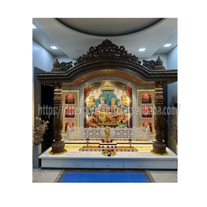 Hindu Teak Wood Ram Darbar <b>Mandir</b> Pooja Room Traditional Wooden Handicraft Swami Narayan Detachable Home Furniture Chicago - Product Image 1