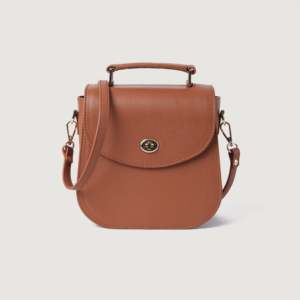 Brown Leather Envelope Saddle <b>Bag</b> with Adjustable Strap Metal Hardware Buckle Closure Lining Embellishment for Daily Use - Product Image 1