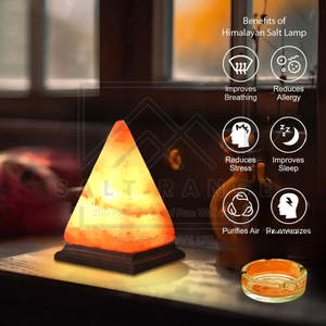 โคมไฟเกลือทรงพีระมิดแกะสลักพร้อมสัมผัสที่แท้จริงสำหรับตกแต่งบ้านและให้ความอบอุ่น - Product Image 3