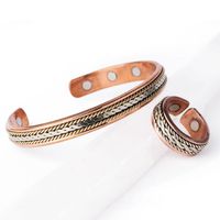 Bracelet de manchette magnétique en cuivre rouge classique Bracelet de soulagement de la douleur arthritique réglable avec aimants de thérapie de guérison pour femmes hommes