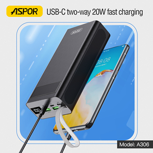 Aspor A306 PD 20 Wát 30000mAh nhanh chóng sạc ngân hàng điện máy tính xách tay ngân hàng điện với 22.5 Wát <span class=keywords><strong>USB</strong></span> cable charger - Product Image 3