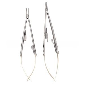 Portaagujas de Castroviejo recto/curvo con aguja de bloqueo que sostiene instrumentos de microcirugía dental de 14cm/16cm - Product Image 5