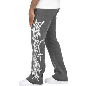 Conjunto de Sudadera con Capucha y Pantalones Deportivos de Estilo Urbano, Lavado Ácido, Color Sólido, Transpirable, con Estampado Vintage para Hombre, 2025 - Product Image 4